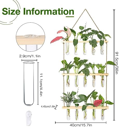 XXXFLOWER Wall Hanging Propagation Station with Wooden Stand 15 Tubes - Image 2