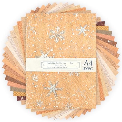 30 Pcs Large A4 Handmade Textured Scrapbook Paper Mesh Journaling Supplies by Aromoty