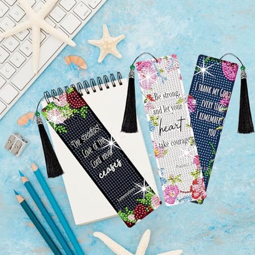 8PCS Diamond Painting Art Bookmarks,Cute Acrylic Bookmarks Crafts Kits Gifts with Pendants for Adult Women Book Lovers (Bible) - Image 6