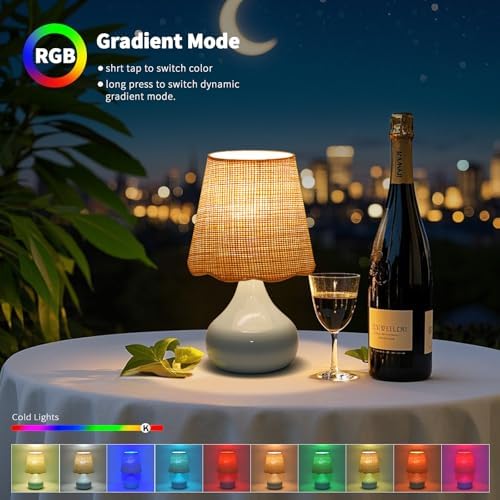 Cordless Table Lamp Rechargeable, Light Blue Mini Cute Table Lamp for Nightstand, Battery Operated Small Table Lamp for Small Spaces for Kitchen Counter, Bookshelf, Bedside, Bedroom, Living Room - Image 4