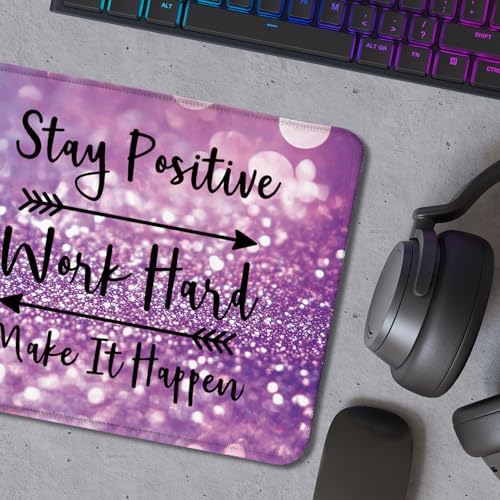 Inspirational Mouse Pad, Stay Positive Work Hard Make It Happen Motivational Positive Purple Mouse Pads Mousepad for Work Gaming Computers Laptop Desk Accessories, 9.5x7.9 Inch - Image 5