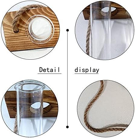 XXXFLOWER Wall Hanging Propagation Station with Wooden Stand Glass Test Tubes Tiered Planters Wall Terrarium for Home Office Plant Hanger Flower Vases Wall Decor Hydroponic Cuttings (9 Tube Vases) - Image 4