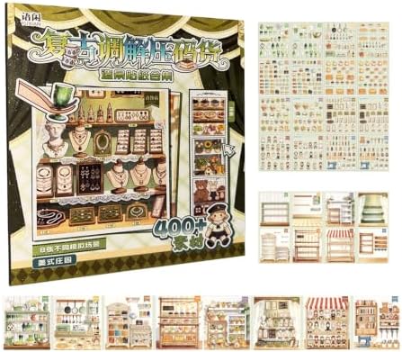 3D Sticker Scene for Adults, Vintage Scene Sticker Book for Therapy by Kesari