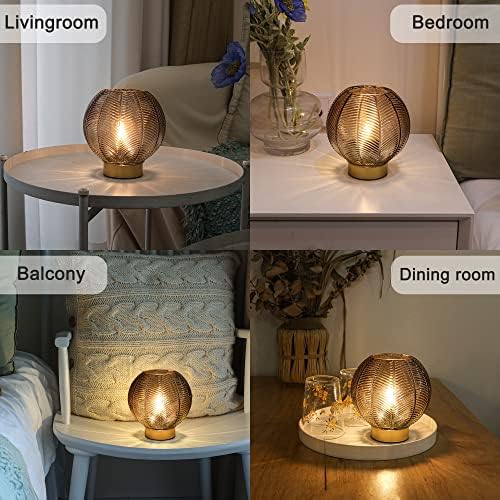LUSHARBOR Battery Operated Decorative Glass Table Lamp with Timer Amber - Image 6