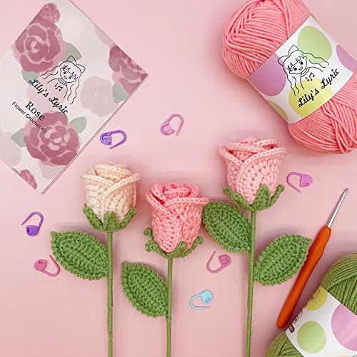 Lily's Lyric Flower Crochet Kit | Pink Rose | Step-by-Step Video Tutorial for Adults Teenagers | Craft Gift Idea DIY Home Decoration - Image 5