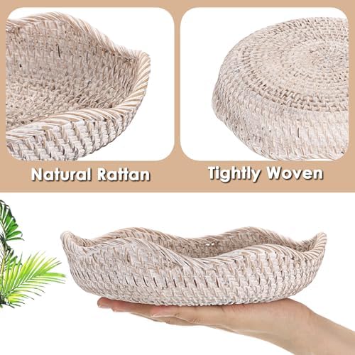Hipiwe 8.5" Rattan Key Bowl Basket for Entryway Table Wicker Storage Tray - Image 6