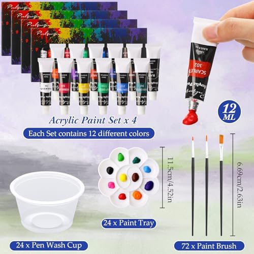 Cholemy 148 Pcs 24 Set Pre Drawn Canvas Paint Kit Adults, Sunset - Image 4