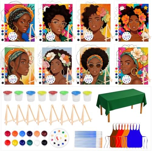 81 Pcs 8-Guest Pre Drawn Canvas Painting Kit, Black Women by Unknown