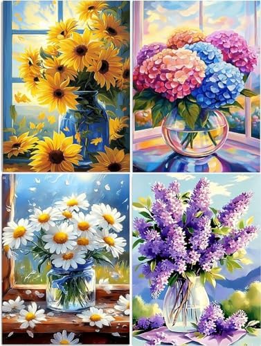 DOZEEZOP 4-Pack Diamond Art Kit for Adults, 5D Diamond Painting 12x16 Inch by DOZEEZOP