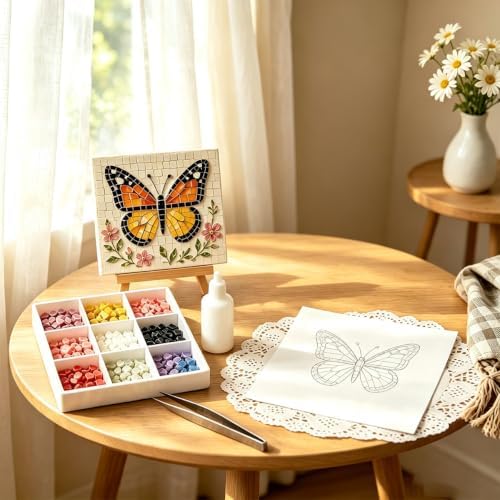 Garden Flowerpot Mosaic Art Kit Floral,Mosaic Art Kits for Adults，Style C - Image 3