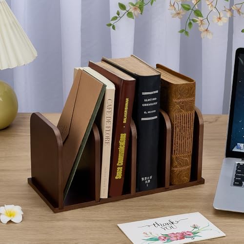 FINGERINSPIRE Desk Organizer Mail Holders 12x5x6 Inch 4 Compartments Bamboo Desk File Storage Stands Document Sorting Rack for Office, Home, School Desktop Organization - Image 4