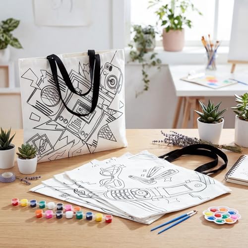 Locmeo 10 Set Paint and Sip Canvas Bags Pre Drawn Kit,Disco - Image 5