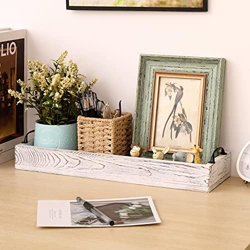 Rustic Wooden Serving Trays Rectangular with Handle,Ottoman Tray for Living Room 16 Inch Long for Serving Wine(whitewashed) - Image 6