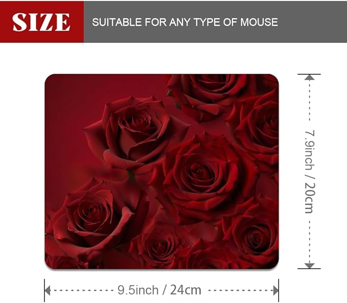 Red Rose Texture Mouse pad, Square Waterproof and Anti Slip Mouse pad for Office laptops