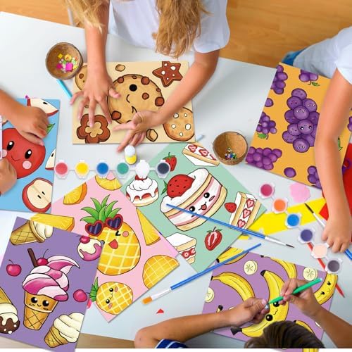 Louise Maelys 12Pack Pre Drawn Canvas to Paint for Kids,Fruit Food - Image 7