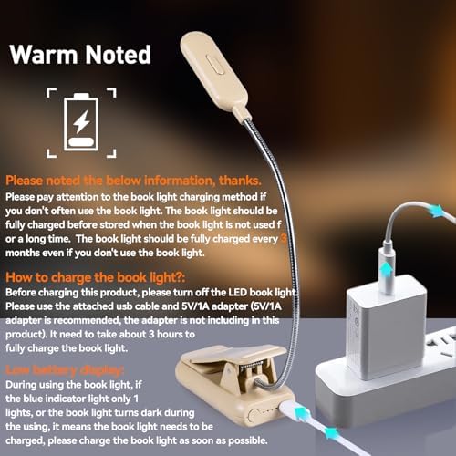 VAVOFO Rechargeable Reading Light, Clip on Book Light for Reading in Bed - Image 5