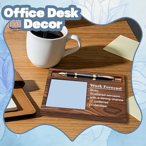 FOUGSTA Funny Office Gifts for Women, Gag Office Gifts for Women, Decor Present for Friend,Wooden Notepad Pen Holder With Funny Quotes,16.5 x 12 x 1.5 cm,XXN10 - Image 3