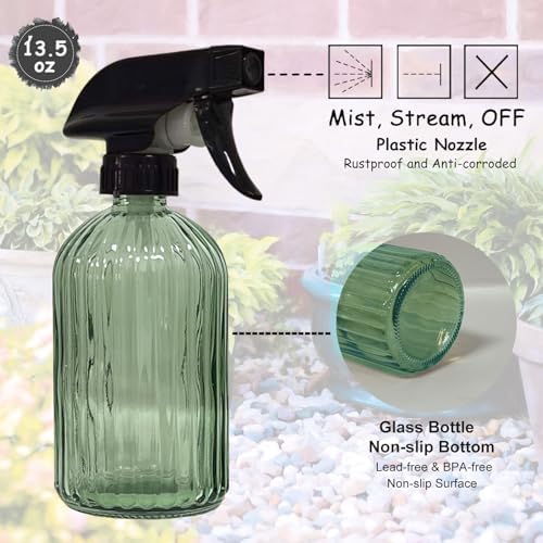 YYTSGG Glass Handheld Spray Bottle, 13.5oz Refillable, Green - Image 3