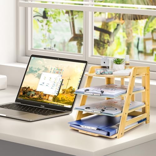 ZAVOOS 4 Tier Wood Paper Organizer for Desk - Image 6