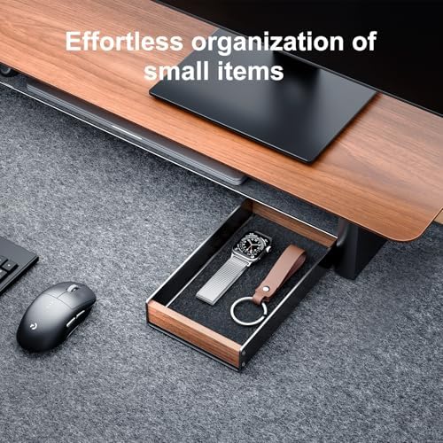 UPERGO Walnut & Aluminum Desk Drawer Organizer, Valet Tray Catchall for Men - Image 2