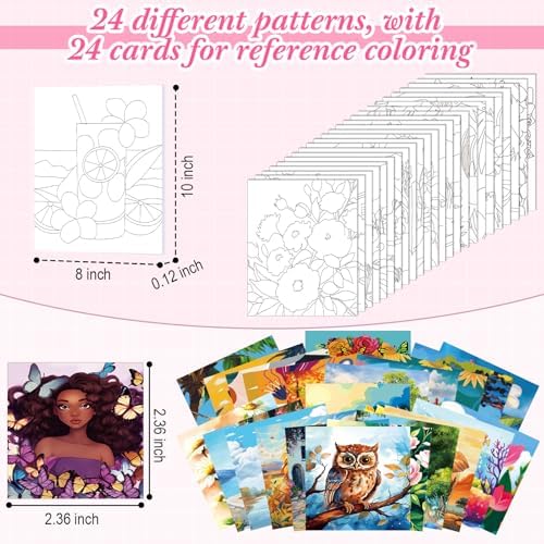 Sherr 24 Pcs Pre Drawn Canvas for Adult, Mixture, 8 x 10 Inch - Image 3
