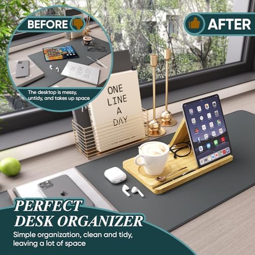 Semiocthome Picture Frame Phone Docking Station with Book Rest, Desk Nightstand Organizer, Present for Men Birthday Anniversary Ideas - Image 5