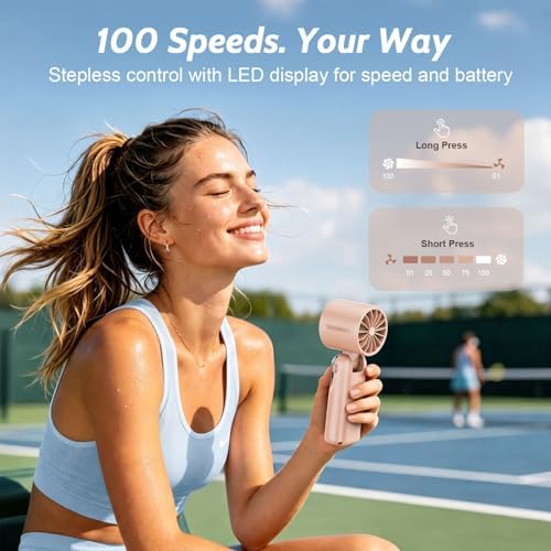 5000mAh Portable Handheld Fan, USB-C Rechargeable Mini Fan with 100 Speeds - Image 5