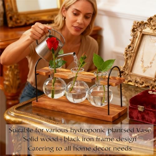 Plant Terrarium with Wooden Stand, Birthday Gift for Women Mom Plant Lover - Image 6