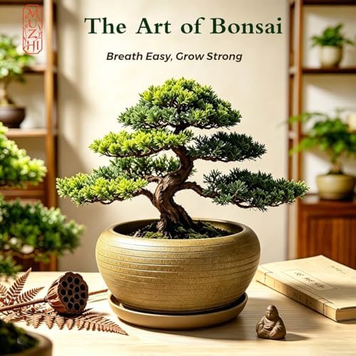 MUZHI 9.5” Round Large Ceramic Bonsai Bowl Planter，Clay Succulent Plant Pot Container with Saucer (9.5”) - Image 5