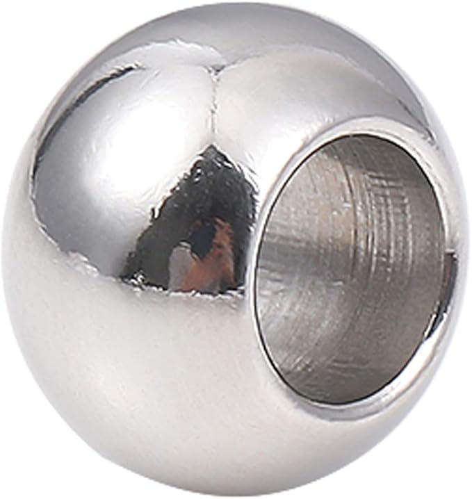 Stainless Steel Spacer Beads 12x8mm Round Loose Charm Caps Beads for DIY Jewelry Making 10pcs with 6.5mm Hole