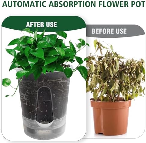 Cdd's Path Upgraded 5-Pack 6 Inch Naked Root Planter Self Watering Pots Set, Plant Pots with Holes for Indoor/Outdoor Plants with Watering Hole/Reservoir and Air Pipes, Clear - Image 6
