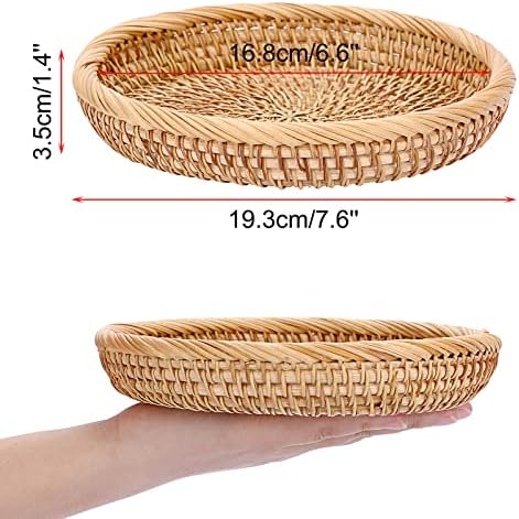 Hipiwe Small Woven Wicker Basket - 7.6" Round Entryway Organizer for Keys - Image 3