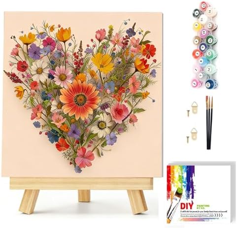 Gemozaic Flowers Paint by Numbers Kit for Adults with Frame and Easel by Gemozaic