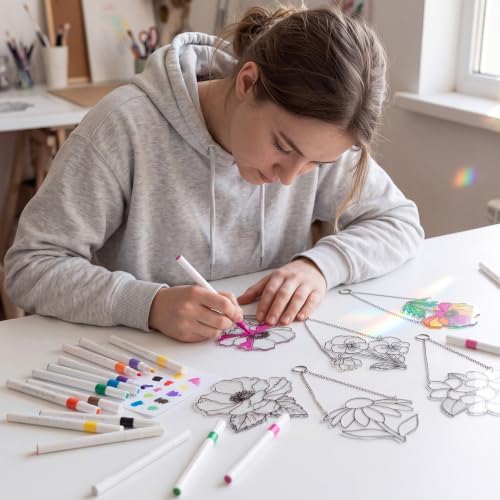 36 Pcs Suncatchers Crafts Kit DIY Paint Art,Flower Shape - Image 6