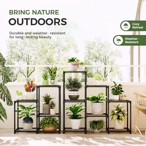 Bamworld Corner Plant Stand Indoor Metal Plant Shelf 5-Tier - Image 6