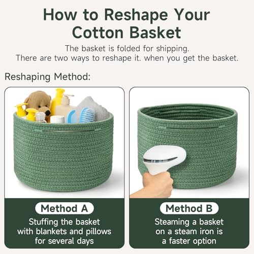 3 Pack Small Rope Storage Baskets, 9.82×9.82×7.1", Green - Image 5