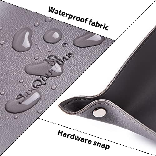Leather Jewelry Valet Tray for Women and Man (Deep Grey-B) - Image 3