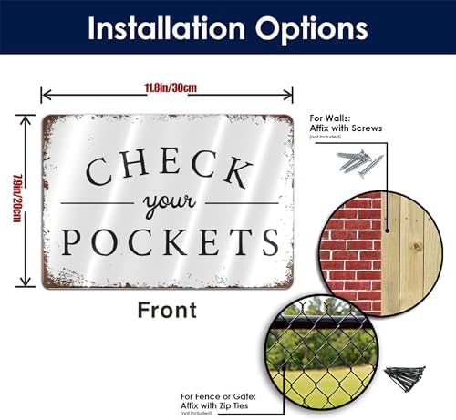 Laundry Room Decor Vintage Metal Signs Check Your Pockets Utility Room Home Decor Tin Sign for Home Farm Room Laundry Room Funny Metal Poster 8x12 Inch - Image 2
