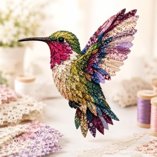 3D Patchwork Bird DIY Craft Kit, Home Wall Decor Gift, Stress Relief, Creative Handmade Art, Bird Design, Colorful, Delicate, Easy for Beginners, Unique Gift for Adults(Twilight Garden Hummingbird) by Unknown