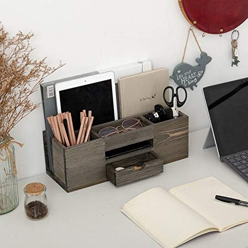 Liry Products Brown Wooden Desktop Organizer Multiple Compartments Rack Shelf Drawer Tabletop Wood Storage Cabinet Office Supplies Caddy Document Stationery Holder Accessory Sorter Vanity Home - Image 6