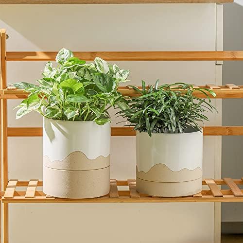 Nihow Ceramic Plant Pot,6 Inch Planter with Drainage Hole&Saucer for Indoor - Image 4