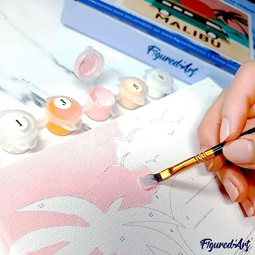 Figured'Art Mini Paint by Numbers Kit for Adults with Frame Travel Poster Amsterdam Small Format 8"x8" - Craft Art Painting DIY Canvas Already Stretched on a Wooden Frame - Image 7