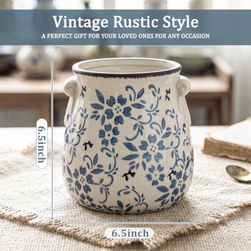 Ceramic Scroll Planter 6.5 Inch, Dark Blue - Image 2