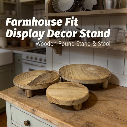 6/8/10 Inch Set of 3 Round Wood Risers, Farmhouse Wooden Pedestal Display Stands, Natural Solid Wood Plant Riser for Kitchen Counter, Bathroom, Desktop Decor, Cake Cupcake Candle Display, - Image 5