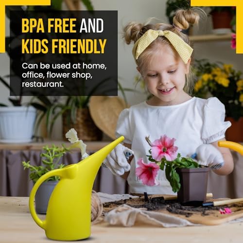 KP KOOL PRODUCTS Watering Can 1/2 Gallon - Small Watering Can for Indoor Plants - Outdoor Watering Can - Yellow Plant Waterer - Plastic Watering Can for Garden - 1 Pack - Image 6