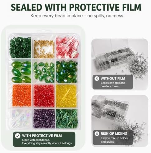 Jojedomo Flower Bead Plant Kit for Suncatcher Green Glass Beads Set - Image 3