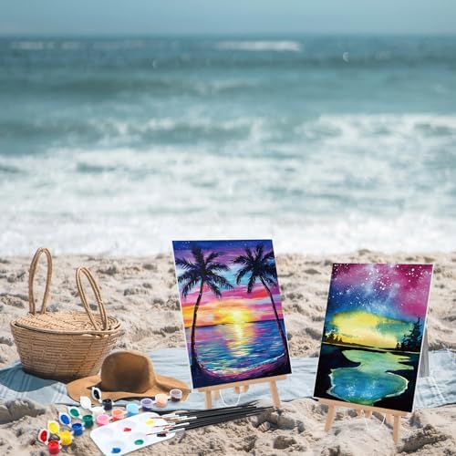 Ctosree 12 Pack Paint and Sip Kit Pre Drawn Canvas, Summer Sunset, 10x8'' - Image 5