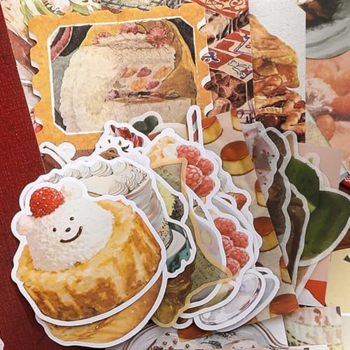 Qudarrso Vintage Junk Journal Stickers Kit, Retro Food Theme Scrapbook Supplies, Ephemera Decorative Accessories, European Style DIY Craft Supplies for Adults Scrapbooking, DIY Craft Supplies - Image 5