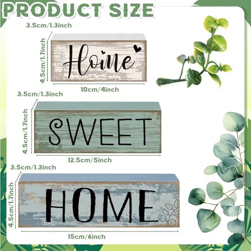 Moucuny 4 Pcs Farmhouse Table Decor Home Sweet Home Wooden Block Signs - Image 3