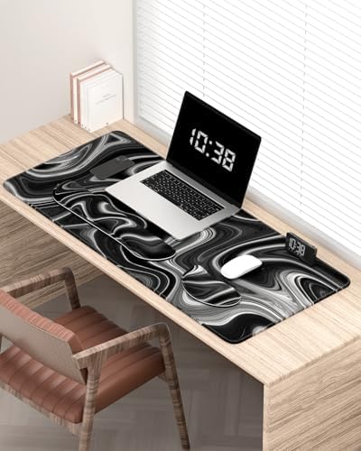 Auhoahsil Large Mouse Pad with Wrist Rests for Keyboard & Mouse, Thick Soft Ergonomic Memory Foam Wrist Supports, Big & Long Desk Mat 35.5 x 15.7 in, for Office Gaming Computer, Abstract Contour - Image 2
